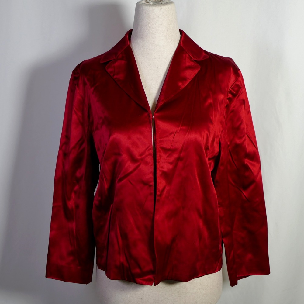 INC Womens Vamp 100% Silk Jacket Blazer Size S Red Office Siren Romantic Event